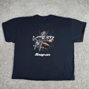 Snap-On Shirt Mens 3XL Black Mechanic Biker Skull Motorcycle Graphic Tee